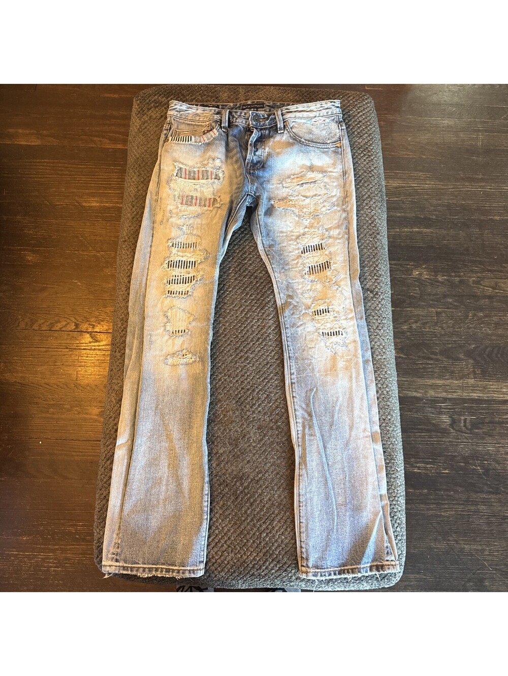 Cult Of Individuality Jeans Mens 32x34 Rebel Straight Japan Selvedge Patchwork